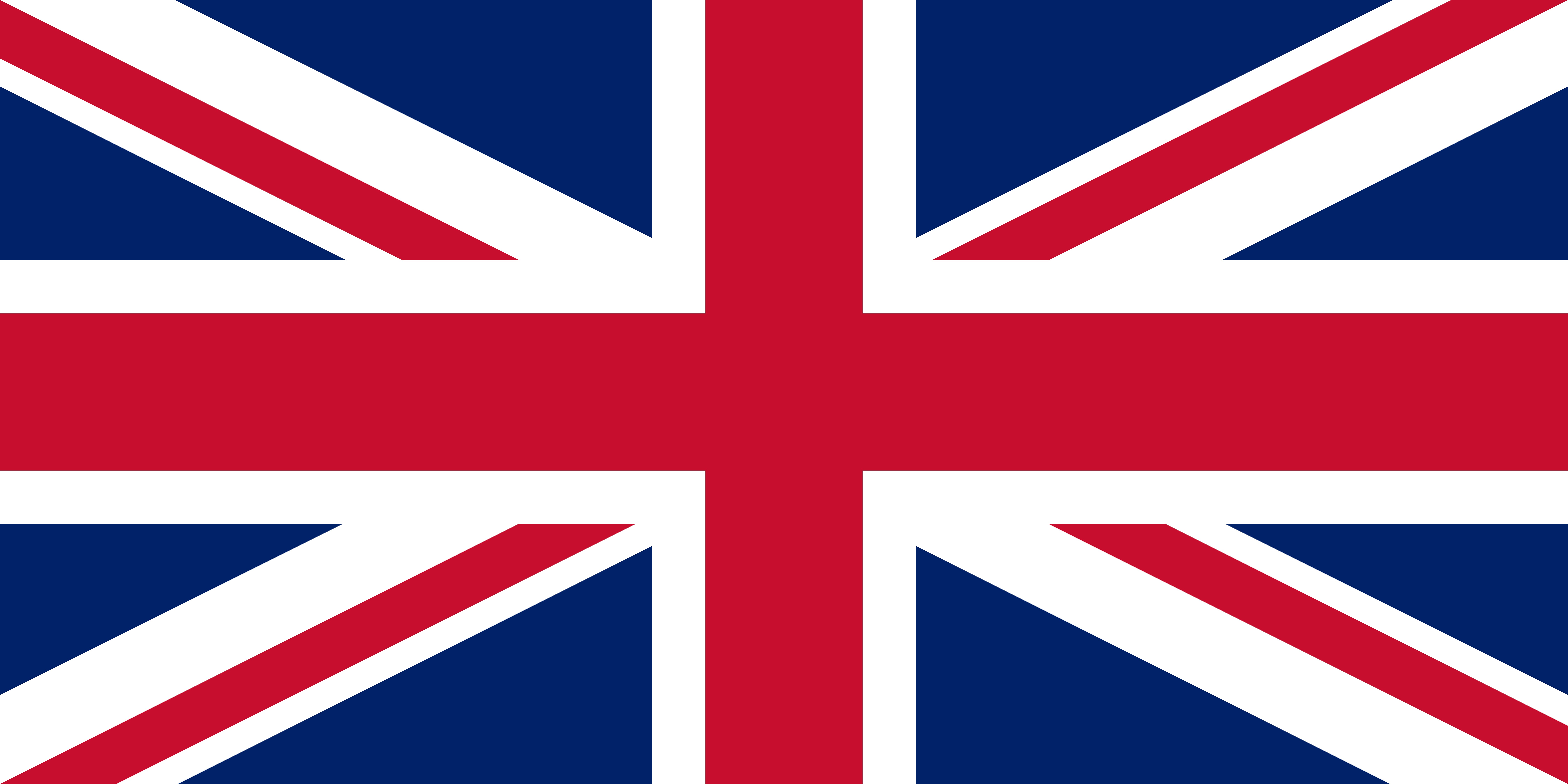 Britische Flagge, auch bekannt als Union Jack. Rote, weiße und blaue Farben bilden ein Kreuz.