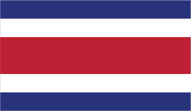 Flagge von Costa Rica mit blau, weiß und rot. Karl Kaps Mikroskope, hergestellt in Deutschland.