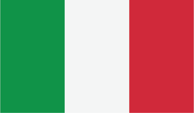 Italienische Flagge mit Grün, Weiß und Rot, vertikale Streifen.