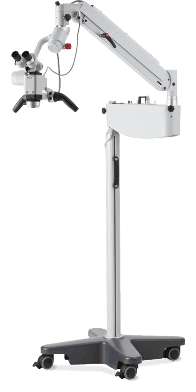 Karl Kaps "Microscopes made in Germany" OPMI-style microscope stand on wheels,  articulated arm