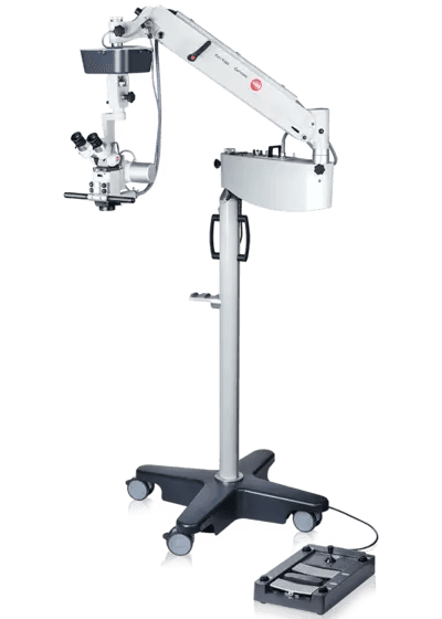 Karl Kaps Microscopes made in Germany stand mounted with articulated arm. Surgical operating microscope.